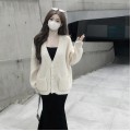 Loose shiny silk knitted jacket